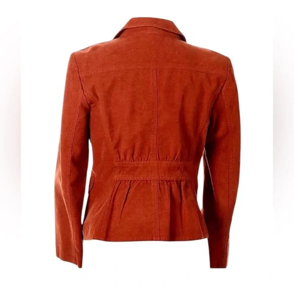 J. JILL Women’s Brushed Cotton Burnt Orange Blazer Jacket Size 4 Earthy Fall - Picture 2 of 11